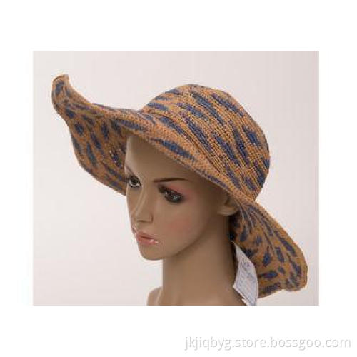 Nougat Raffia Sun Hats With 12cm Color Lump Big Brim For Pa